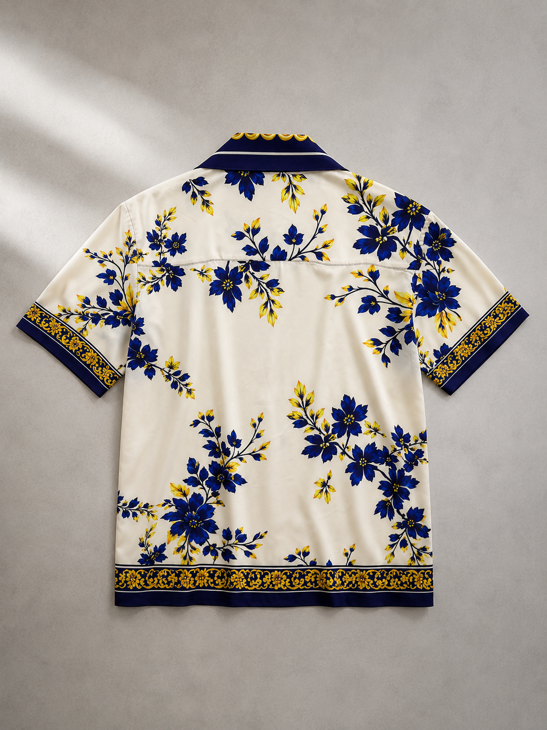 Men's Printed Cuban Shirt-White-HS-22