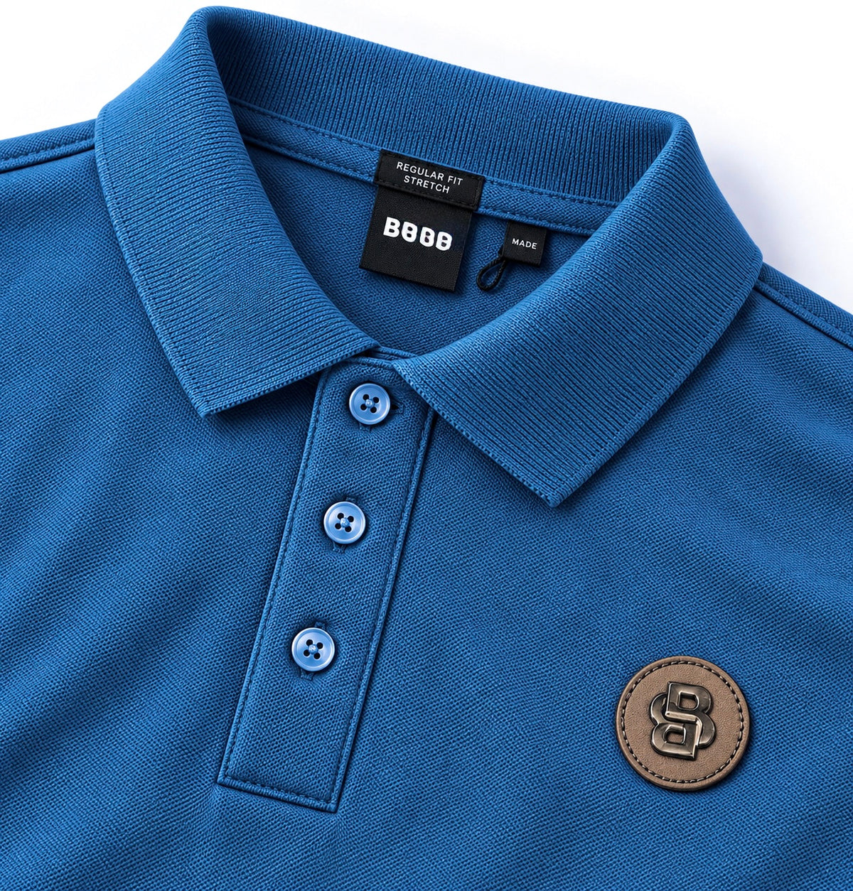 Men's Premium Metal Patch Polo-Blue (PS-27)