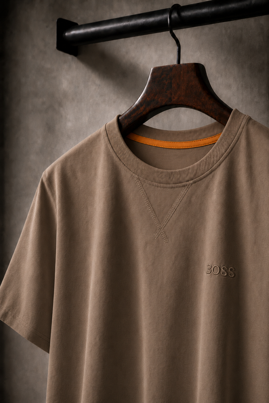 Men's Cotton T-shirt-Beige-TS-02