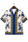 Men's Printed Cuban Shirt-White-HS-22