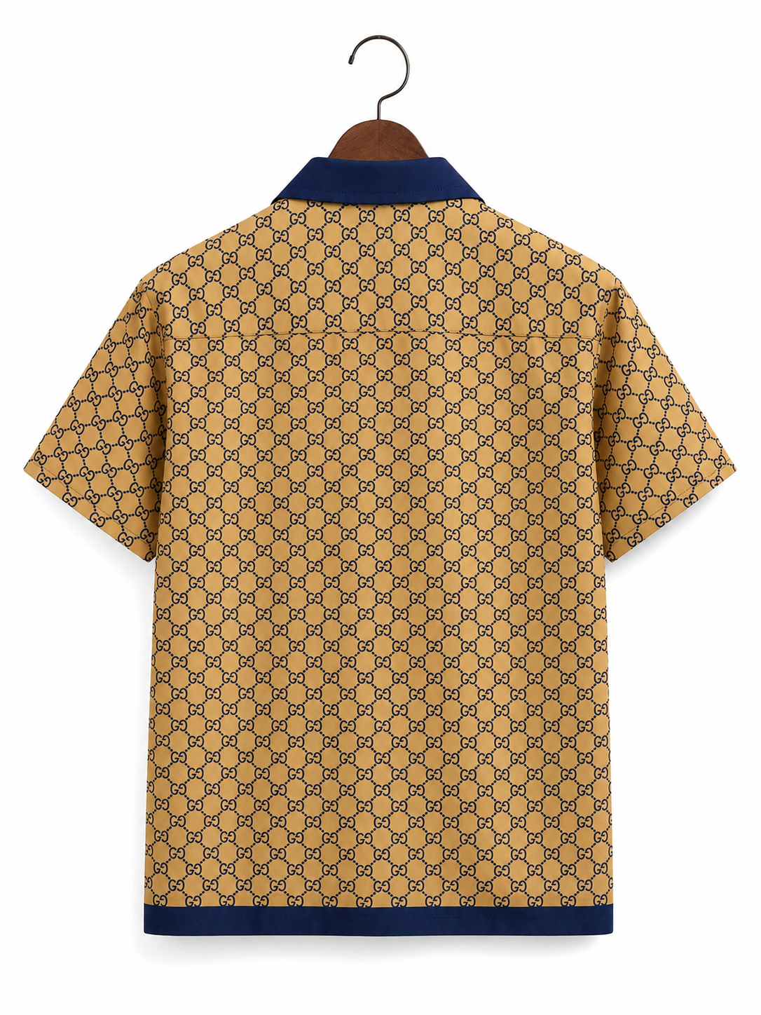 Men's Printed Cuban Shirt-Gold-HS-24