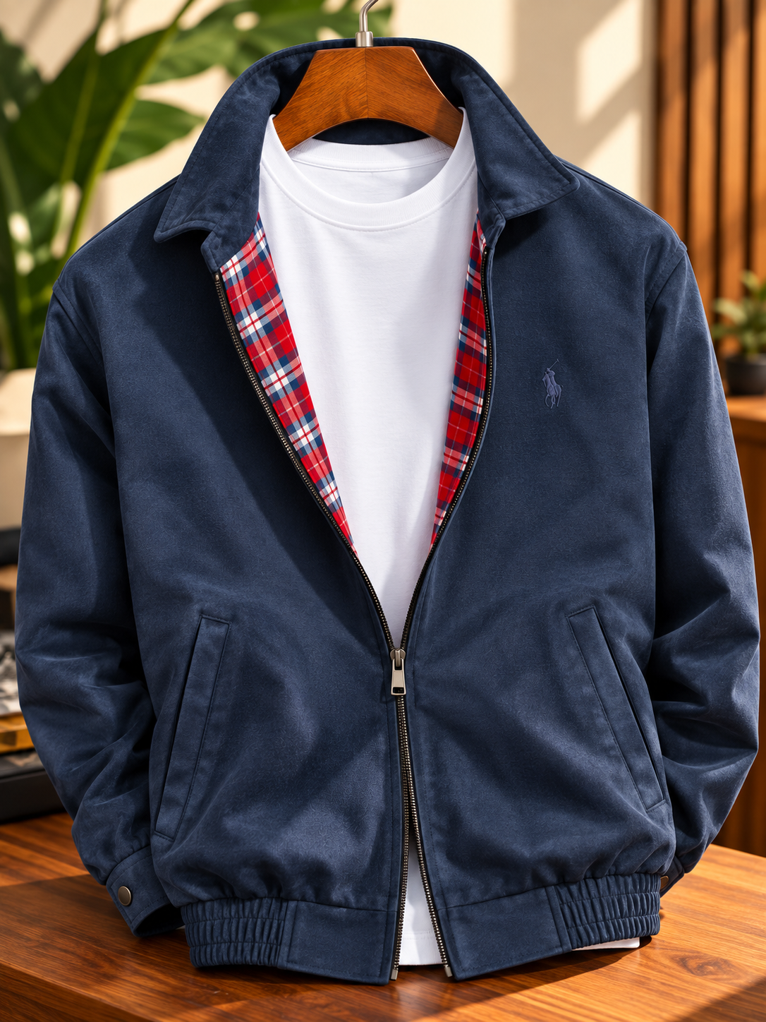 Men's Harrington Jacket-Navy Blue (J-01)