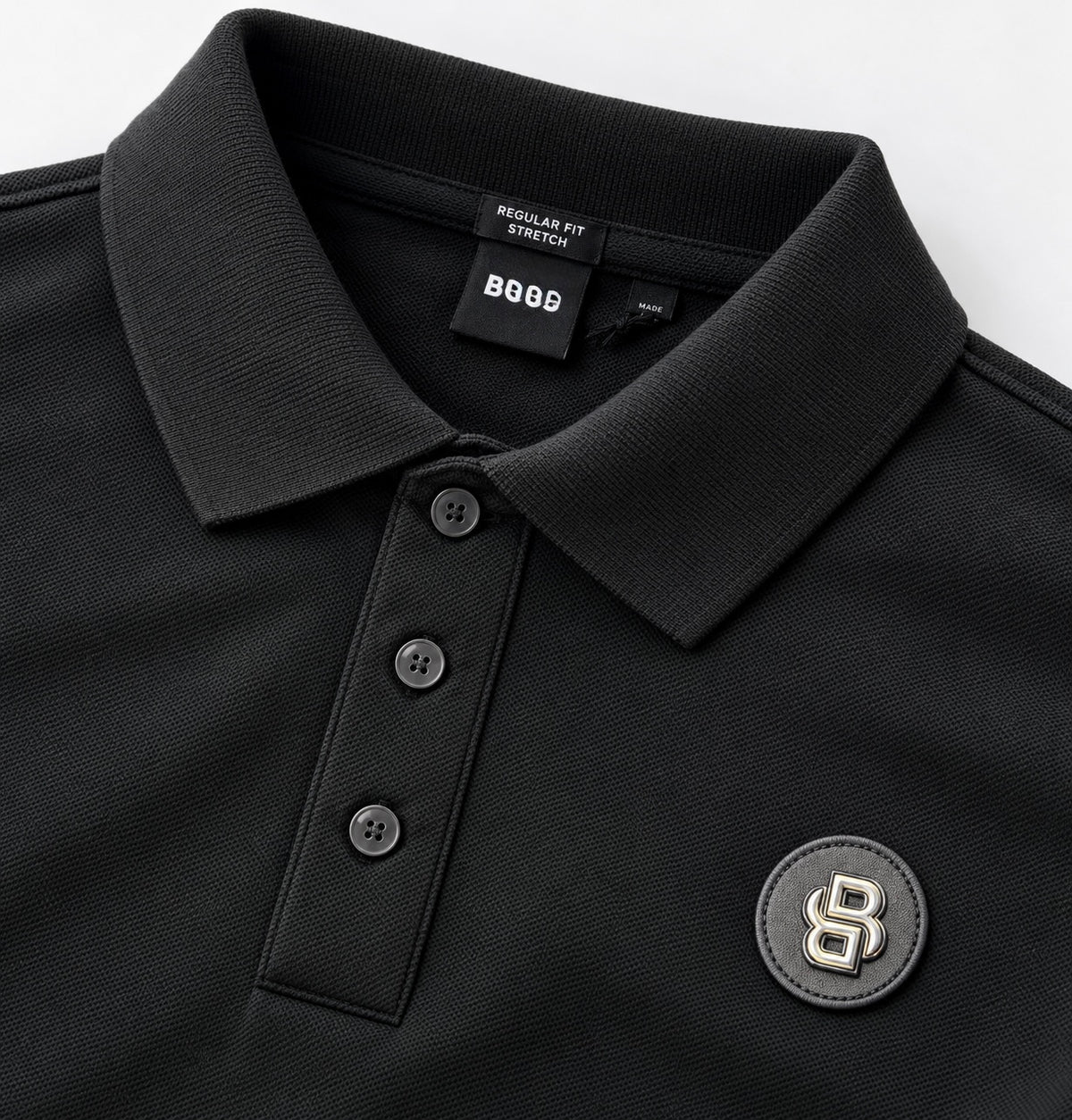 Men's Premium Metal Patch Polo-Black (PS-27)