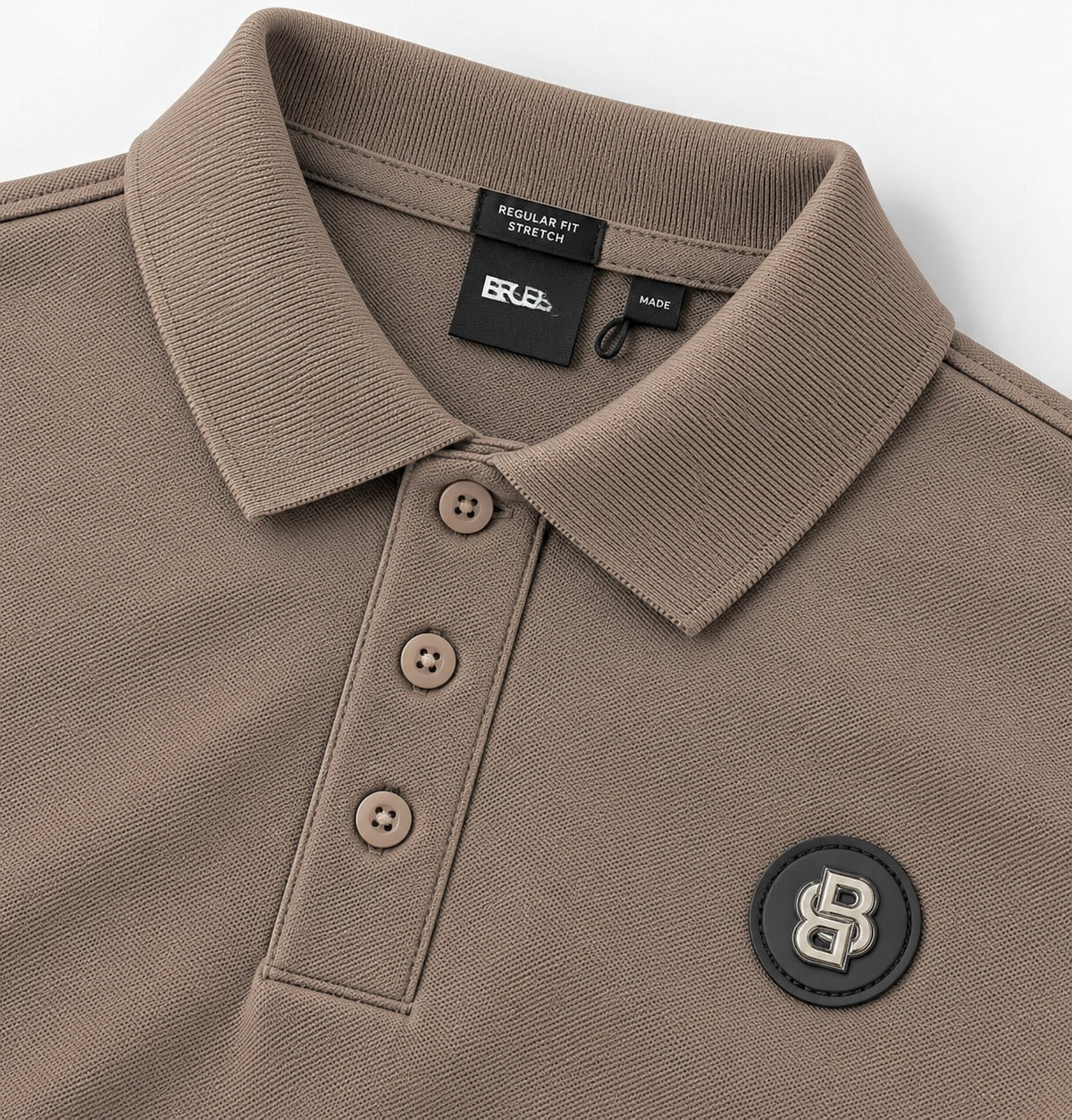 Men's Premium Metal Patch Polo-Beige (PS-27)