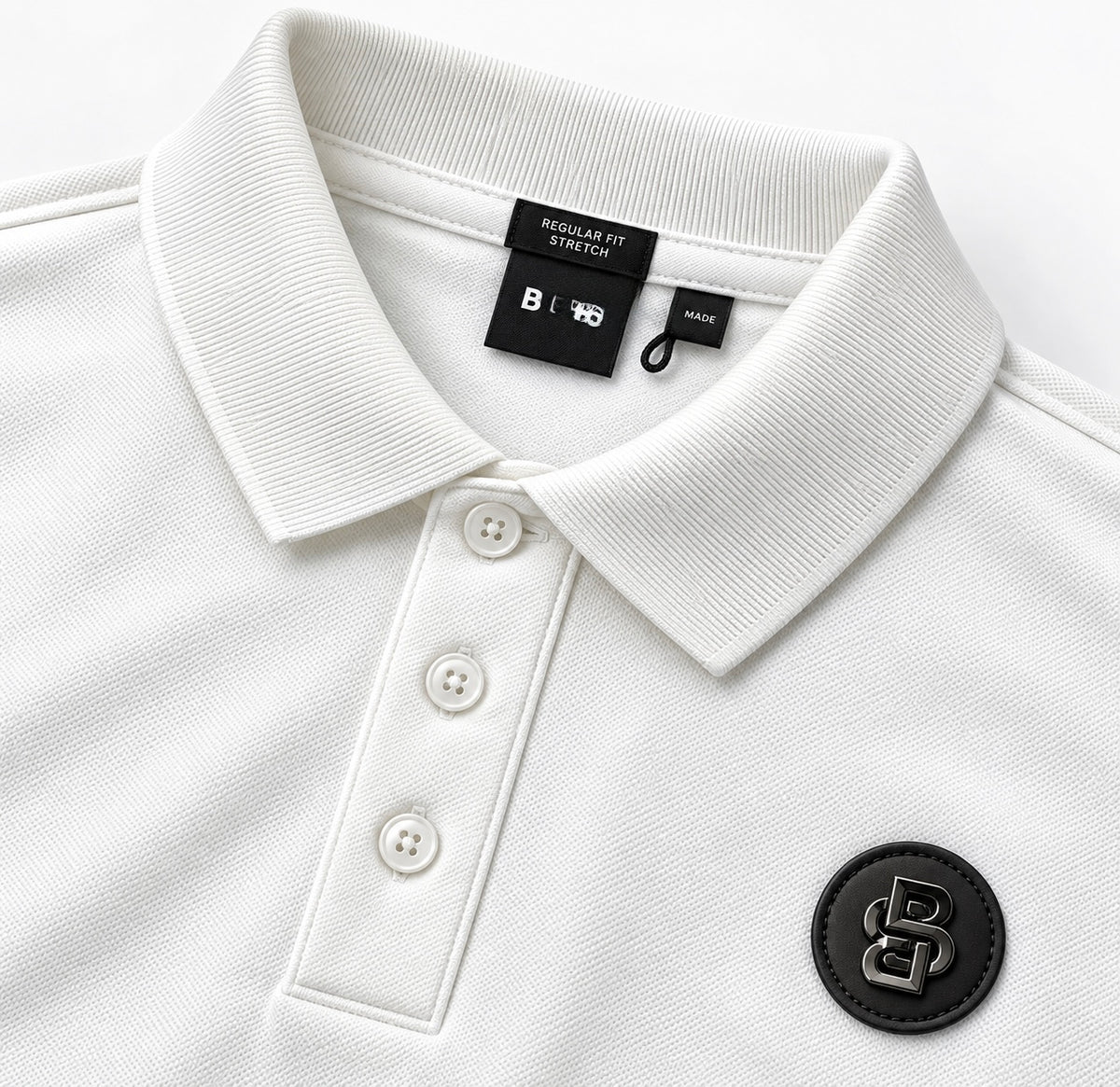 Men's Premium Metal Patch Polo-White (PS-27)