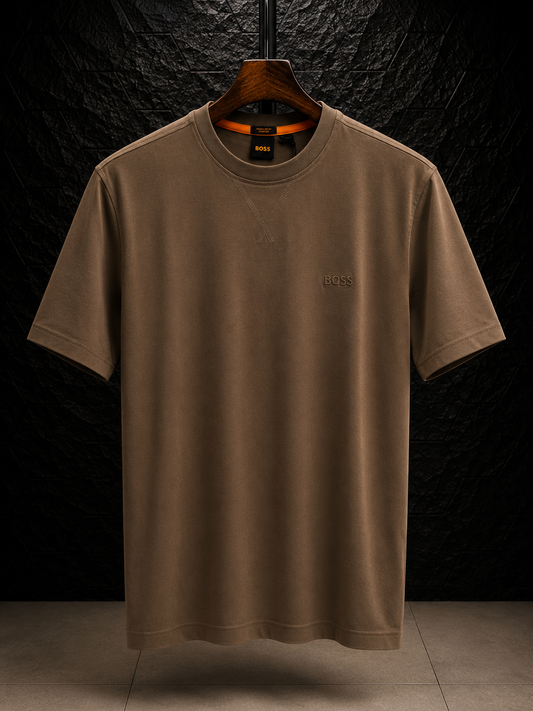 Men's Cotton T-shirt-Beige-TS-02